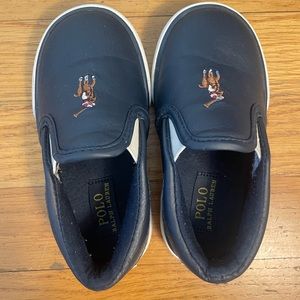 Polo Navy Leather Slide On Sneakers - Toddler 6.5